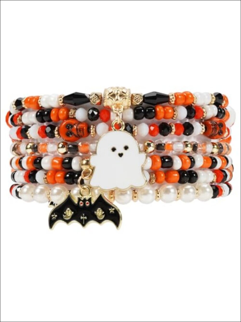 Halloween Ghost Heishi Beaded Stretch Bracelet Stackable